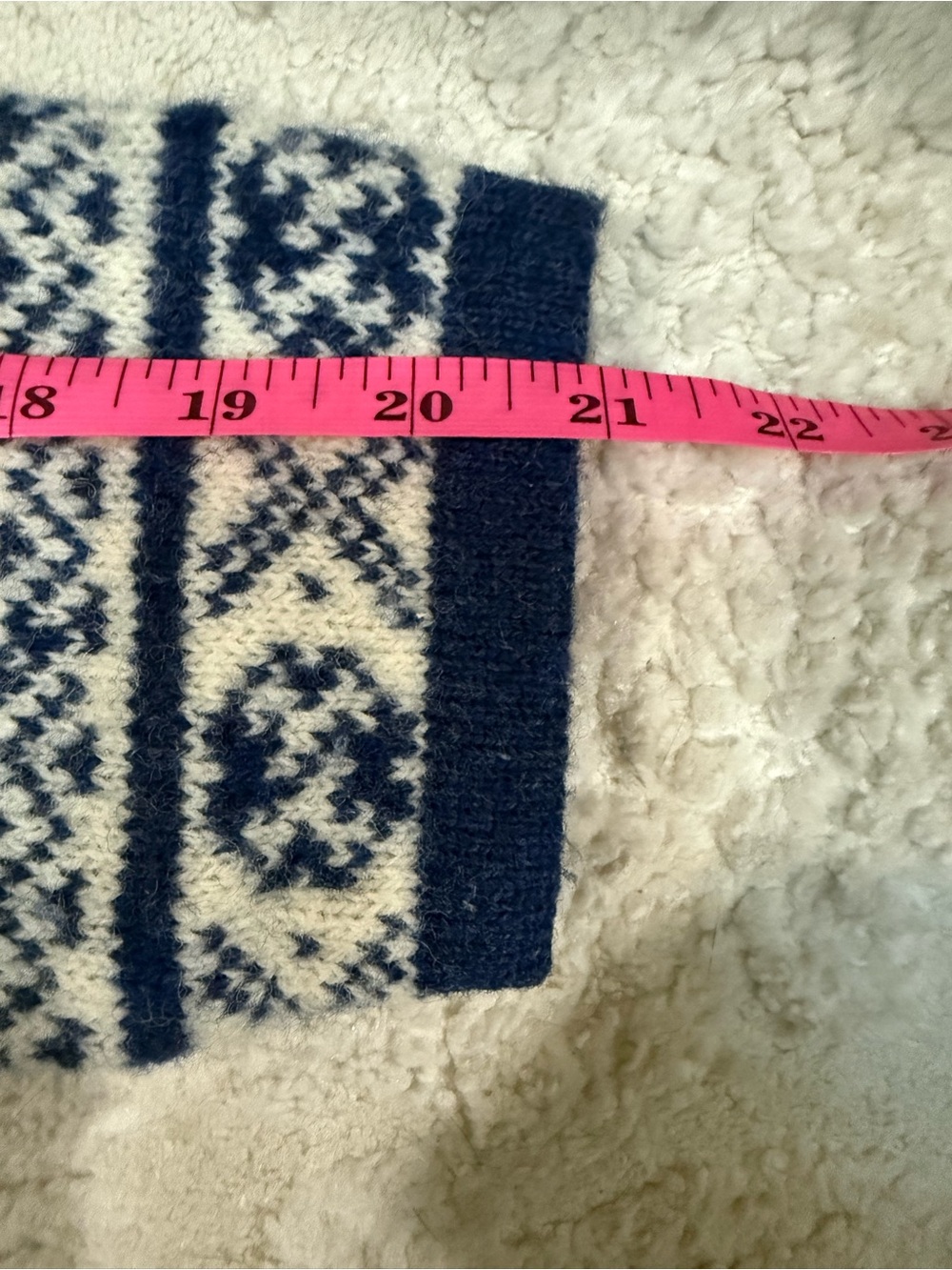 Susan Bristol 100% Wool Fair Isle Nordic Cardigan L Metal Clasps Blue Cream - Picture 7 of 7